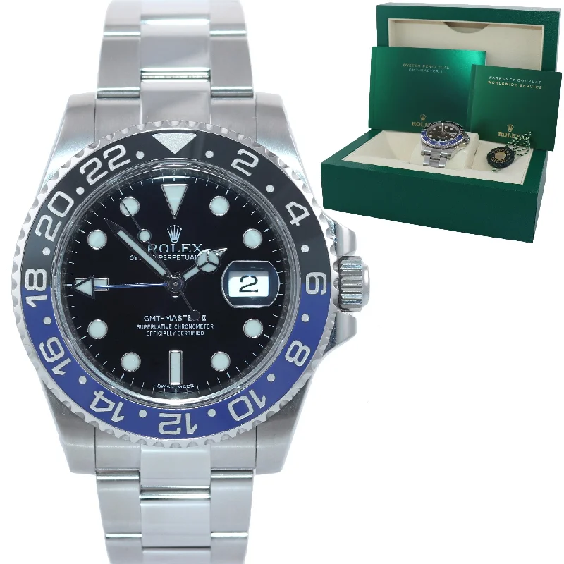 Adjustable Men’s Sports Watches-2017 Rolex GMT Master II 116710 BLNR Steel Ceramic Batman Blue Watch Box