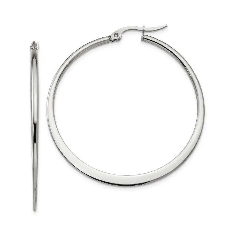 Bridal Earrings for Bridesmaids-Stainless Steel 43mm Diameter Hoop Earrings