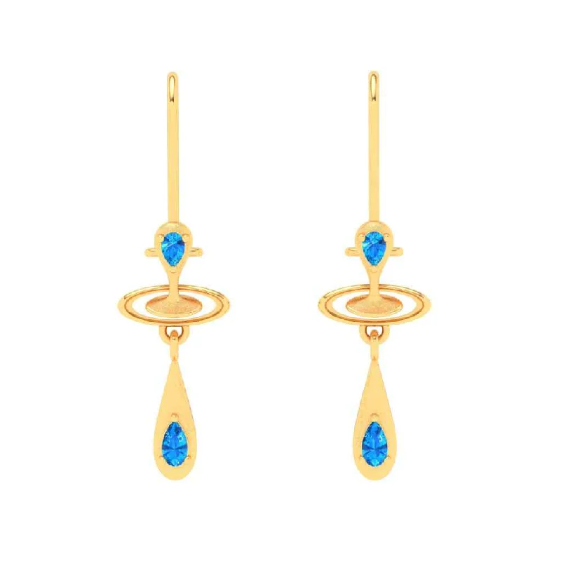 Modern Geometric Earrings-18k Dainty Rain Themed Stone Studded Gold Earrings Design