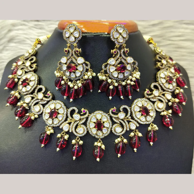 Bright Colored Necklaces-Jain Jewellers Gold Plated Kundan Necklace Set