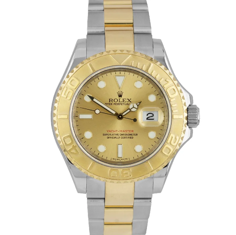 High-End Watches for Collectors-REHAUT Rolex Yacht-Master Two-Tone Gold Steel Champagne 40mm Watch 16623