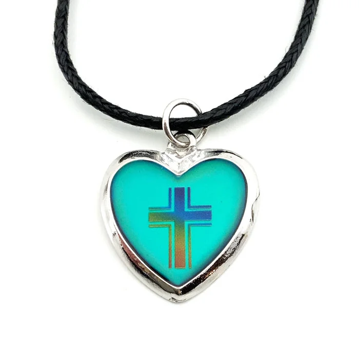 Colorful Beaded Necklaces-Mood Heart Cross Necklace