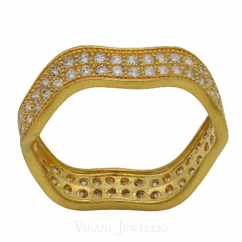 Unique Wedding Band Sets-22K Gold CZ Ring