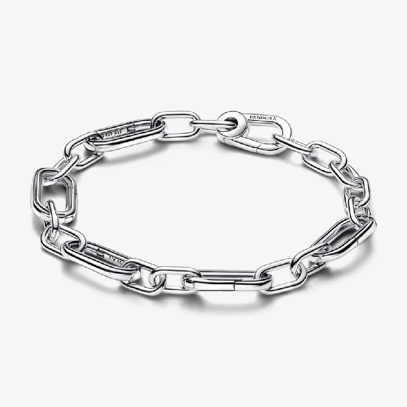 Black Leather Bracelets-PANDORA : Pandora ME Five Openable Link Chain Bracelet-Silver