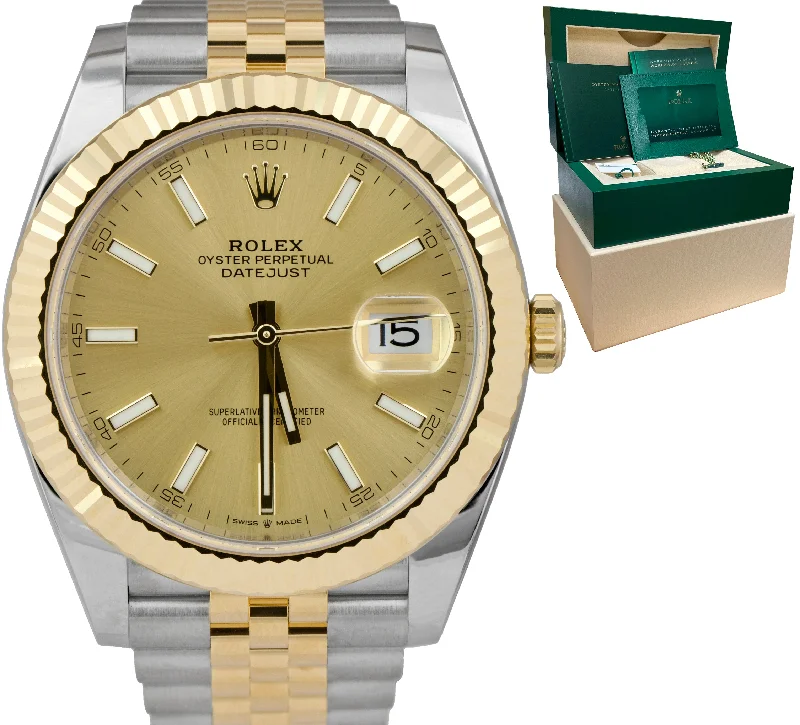 Designer Smart Watches for Men-BRAND NEW 2022 Rolex DateJust 41 Champagne Two-Tone 41mm Jubilee Watch 126333