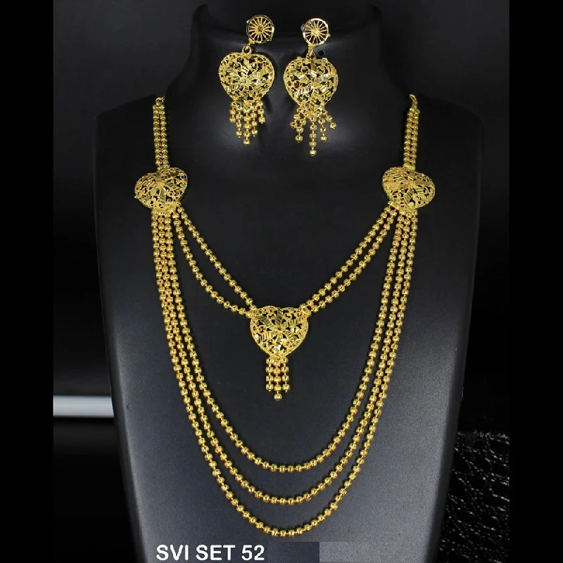 Trendy Necklaces for Teens-Mahavir Forming Gold Necklace Set - SVI SET 52