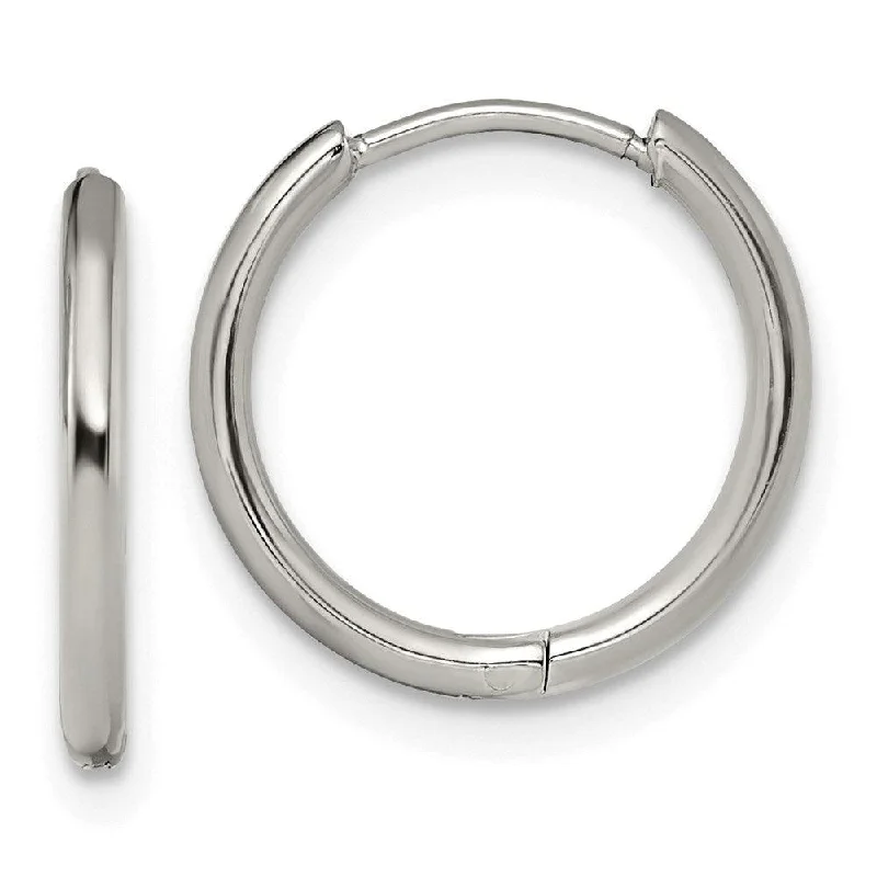 Wedding Earrings for Guests-Stainless Steel Polished 1.6mm Hinged Hoop Earrings