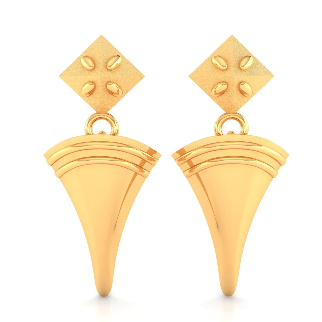 Handmade Earrings Online-22KT (916) Yellow Gold Cone-shaped Dangle Drop Earrings