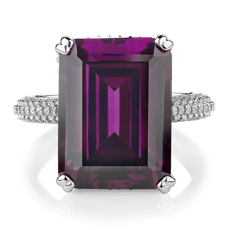 Personalized Infinity Rings-Dress ring with amethyst simulant and 0.73 carats* of diamond simulants in sterling silver