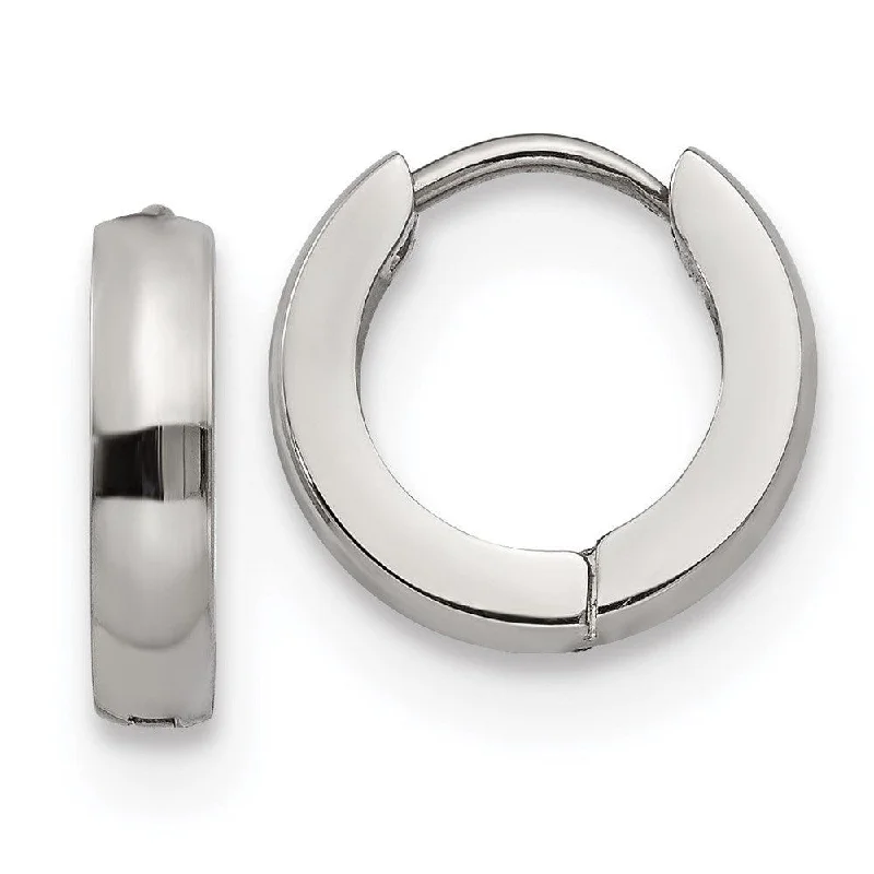 Lightweight Earrings-Stainless Steel Polished 3.0mm Hinged Hoop Earrings