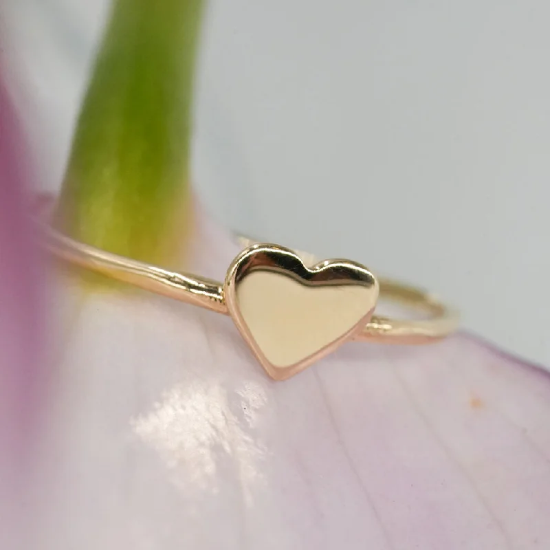 Simple Gemstone Rings-14K Golden Mini Heart Ring