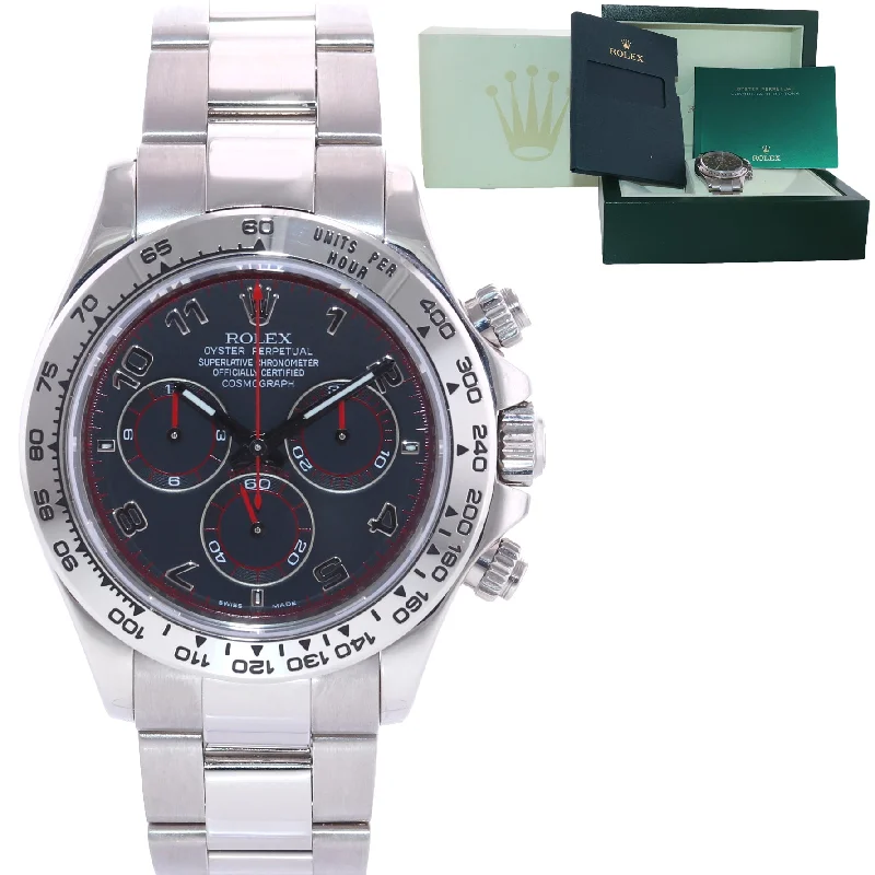 Vintage Men’s Watches-Mint Rolex Daytona Black Racing Dial 116509 18k White Gold Chrono Watch Box