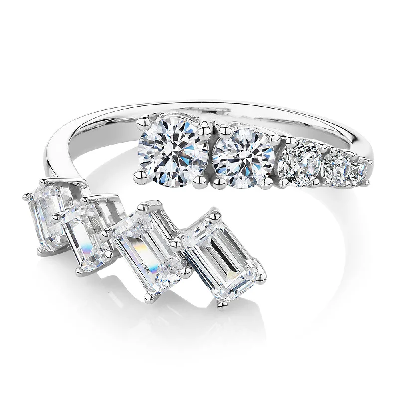 White Gold Engagement Rings-Dress ring with 1.64 carats* of diamond simulants in 10 carat white gold