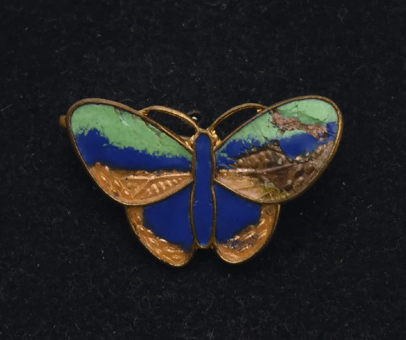 Personalized Name Brooch-Vintage Copper Cloisonne Butterfly Brooch - Damage