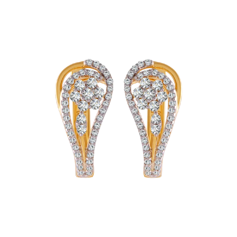 Fashion Earrings for Special Occasions-18KT (750) Yellow Gold And Diamond Clip-on Earrings For Women