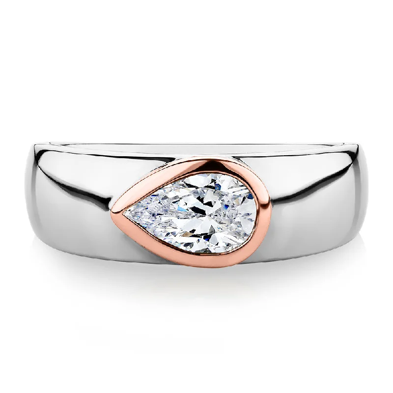 Affordable Engagement Rings-Synergy dress ring with 0.81 carats* of diamond simulants in 10 carat rose gold and sterling silver