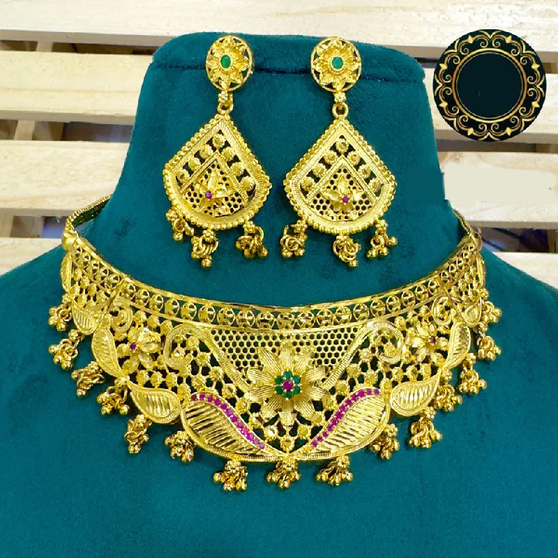 Small Pendant Necklaces-Siara Collections Forming Gold Plated Choker Necklace Set