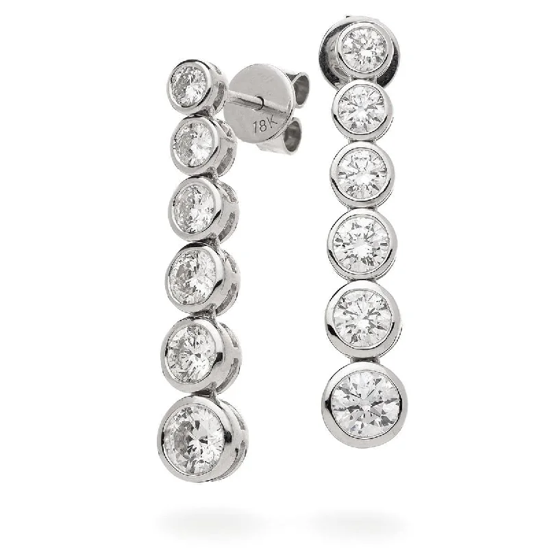 Party Earrings for Women-DIAMOND RUB OVER SETTING DROP EARRING IN 18K WHITE GOLD