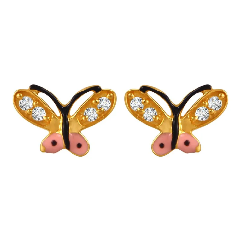 Drop Earrings for Brides-22k Gold Earrings With Stone-embedded Butterflies