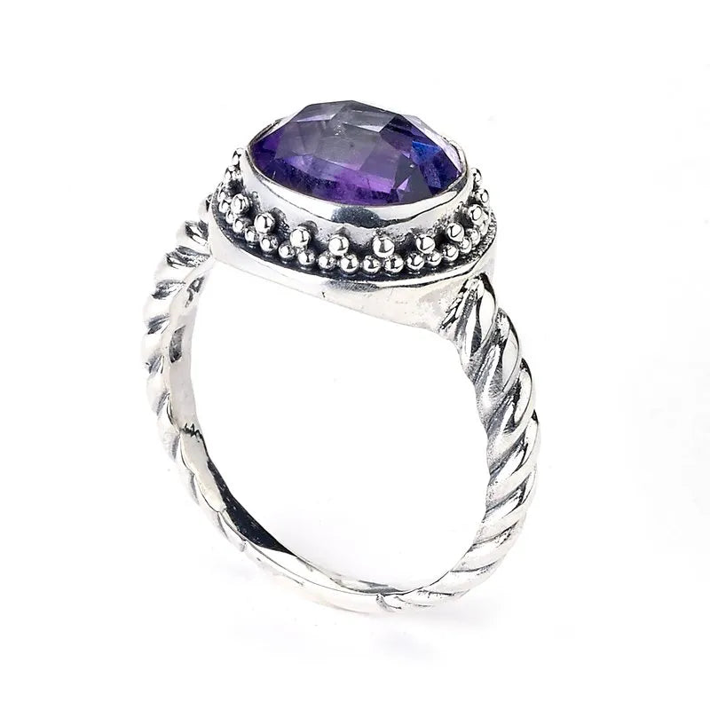 Handmade Gold Rings-Batur Ring- Amethyst