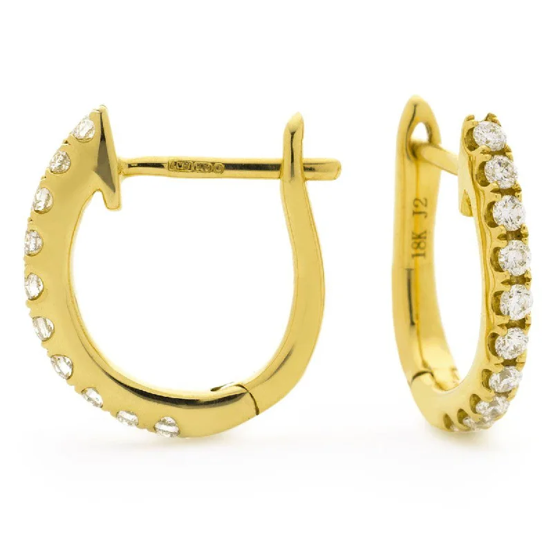 Bright Colored Earrings-DIAMOND HOOP EARRINGS IN 18K YELLOW GOLD