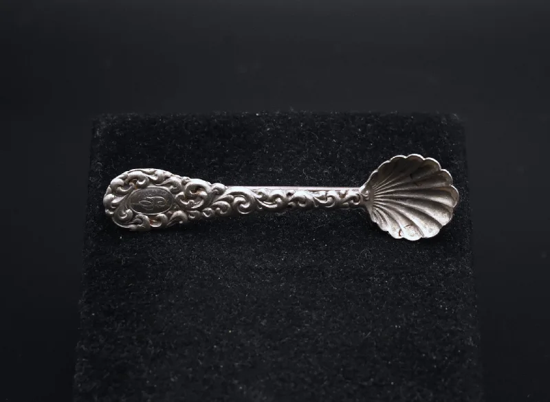 Personalized Gold Brooch for Special Occasions-Vintage Sterling Silver Sugar Spoon Brooch