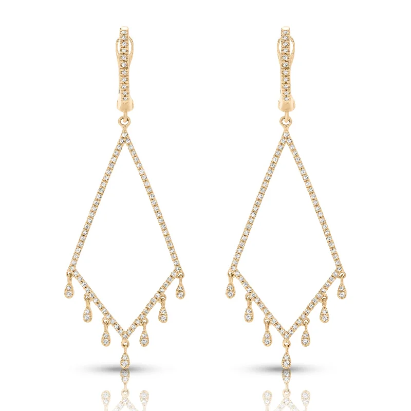 Bohemian Style Earrings-14K Dangling Diamond Earring