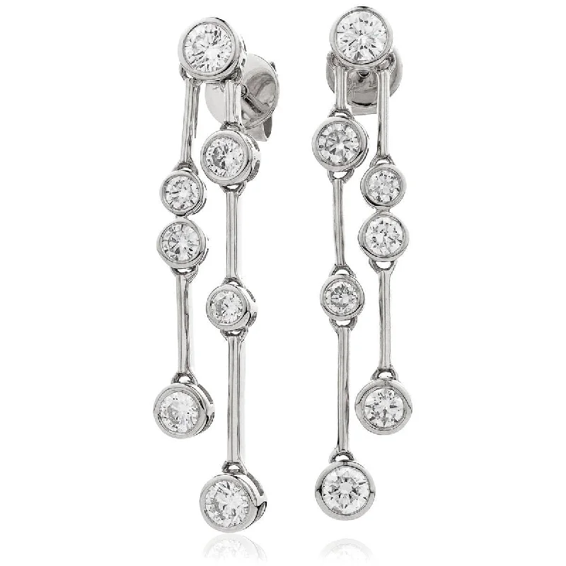 Silver Ear Cuffs-DIAMOND DROP EARRINGS IN 18K WHITE GOLD