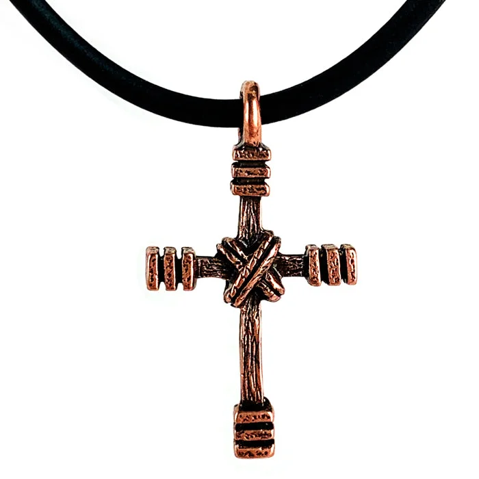 Chunky Bead Necklaces-Rugged Cross Necklace Copper