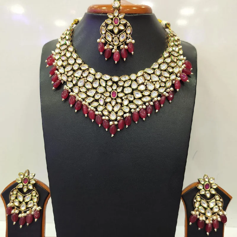 Unique Pendant Necklaces-Jain Jewellers Gold Plated Kundan Necklace Set