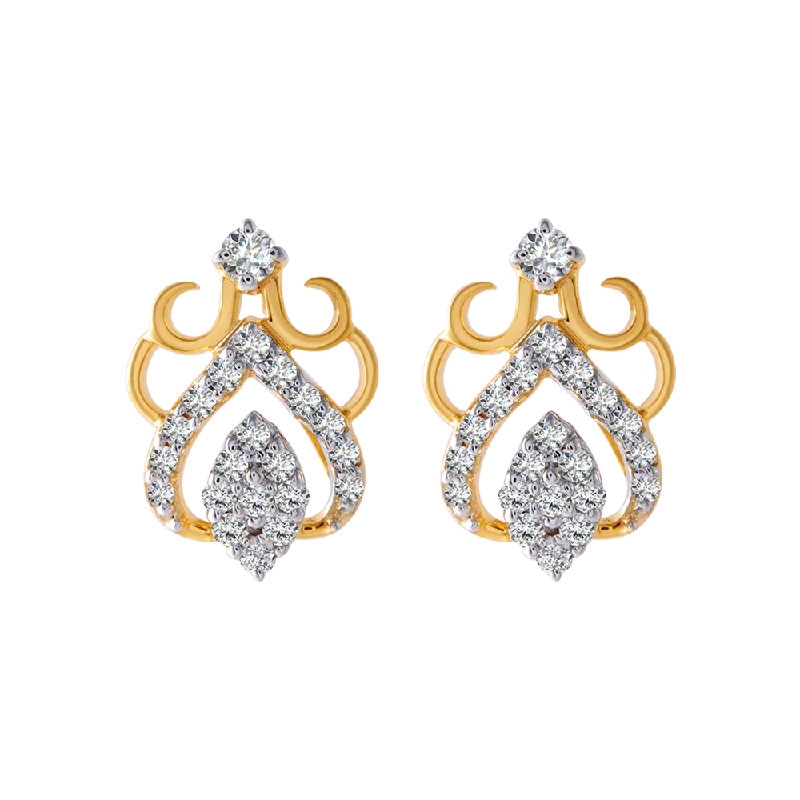 Cheap Fashion Earrings-18KT (750) Yellow Gold And Diamond Clip-on Earrings For Women