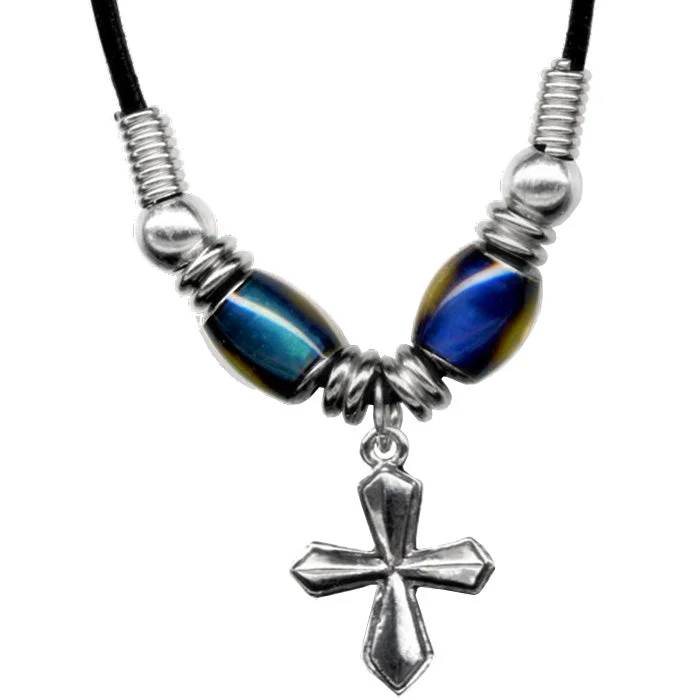 Luxury Choker Necklaces-Mood Bead Cross Necklace