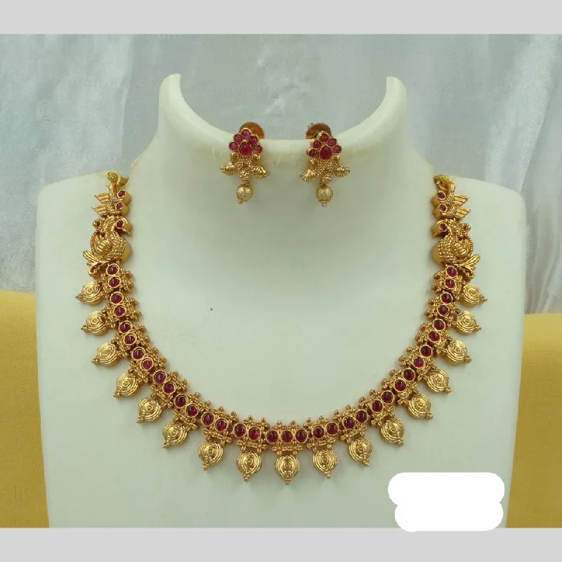 Gold Chain Necklaces for Women-Joyful Jewel Art Matte Gold Plated Pota Stone Necklace Set