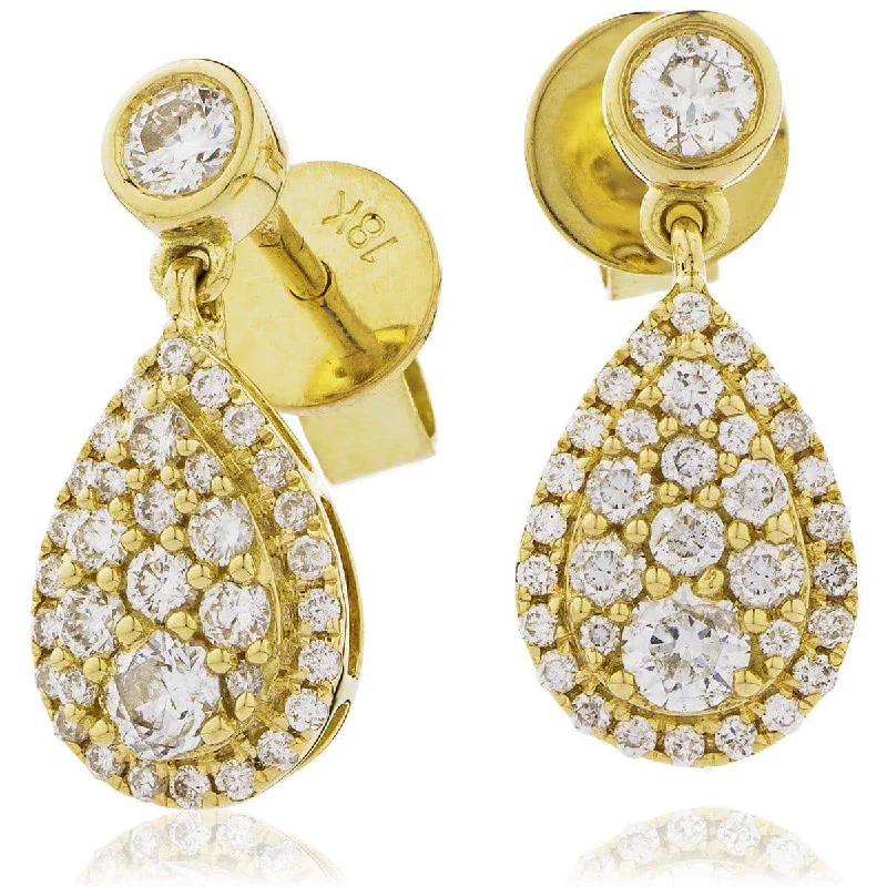 Bold Statement Earrings-DIAMOND DROP EARRINGS IN 18K YELLOW GOLD