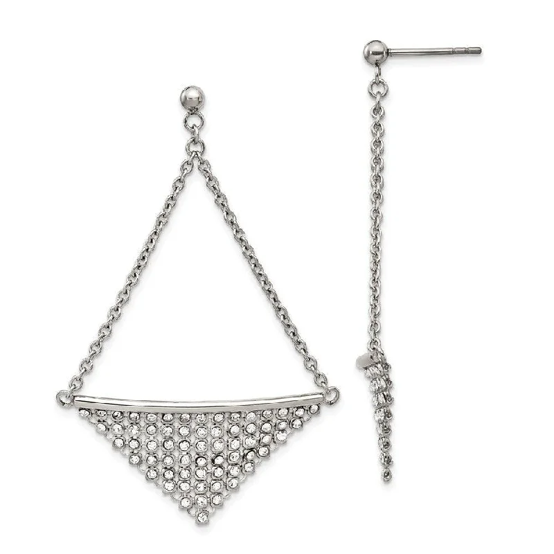 Sparkling Crystal Earrings-Stainless Steel Polished w/Preciosa Crystal Post Dangle Earrings