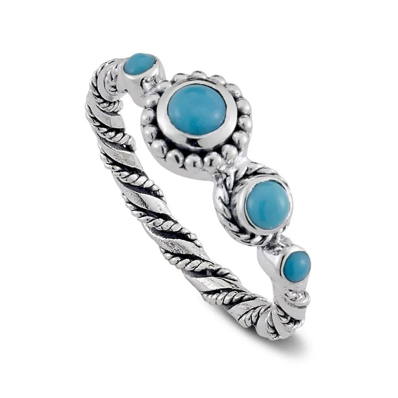 Engraved Wedding Rings-Sebali Ring- Turquoise