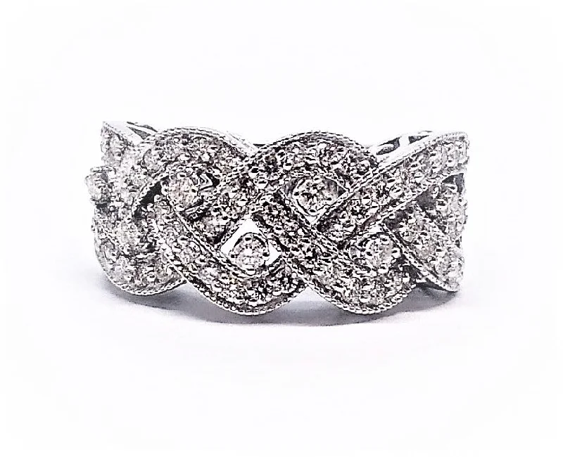 Silver Band Rings-Infinity Twist Micropavé Diamond Engagement Ring RNG-166