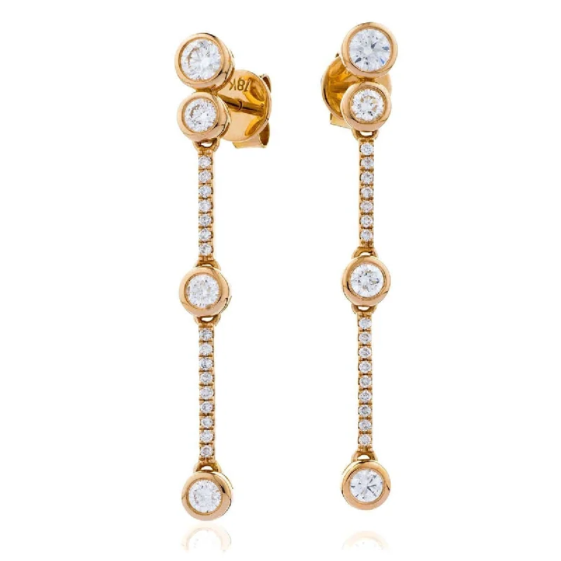 Trendy Earrings for Teens-DIAMOND DROP EARRINGS IN 18K ROSE GOLD