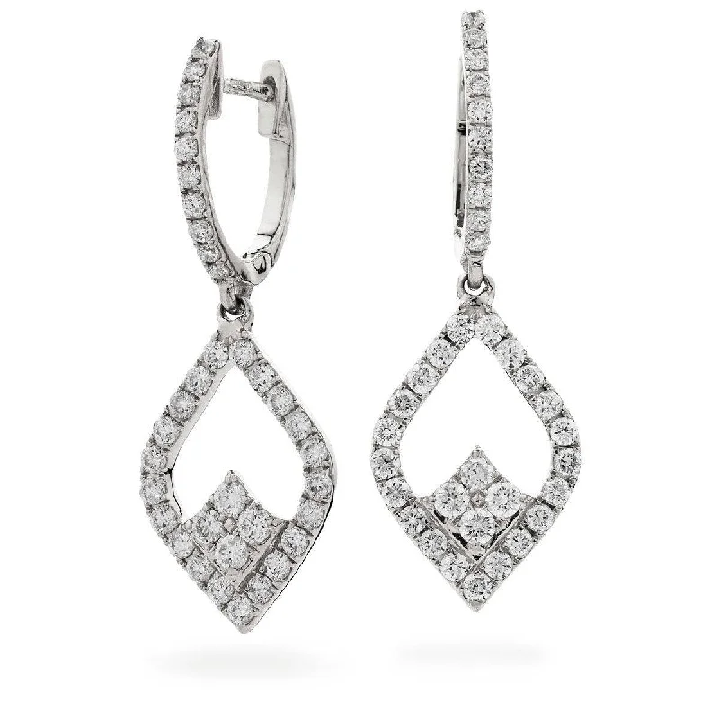 Minimalist Earrings for Everyday-DIAMOND FANCY DROP EARRINGS IN 18K WHITE GOLD