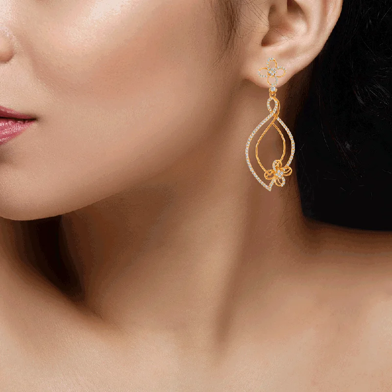 Silver Hoops Earrings-18KT (750) Yellow Gold And Solitaire Jhumki Earrings For Women