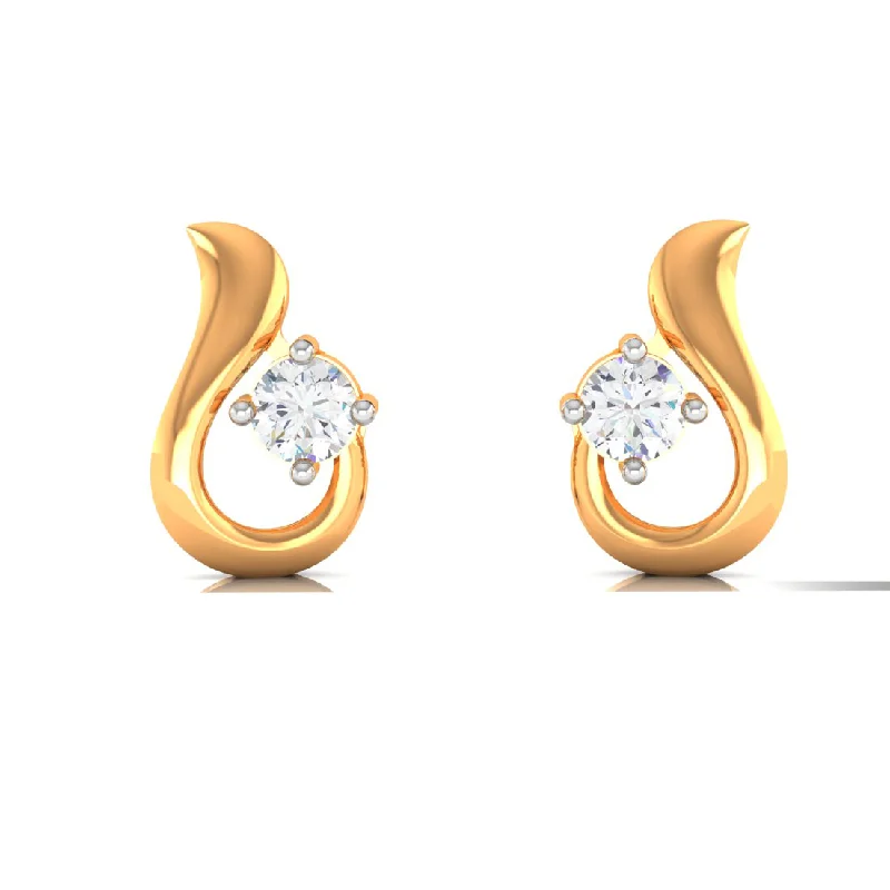 Fashionable Gold Earrings-14k American Diamond Gold Earrings With Unique Design