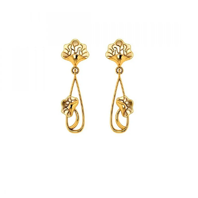 Light Crystal Earrings-14KT (585) Yellow Gold Earrings For Women