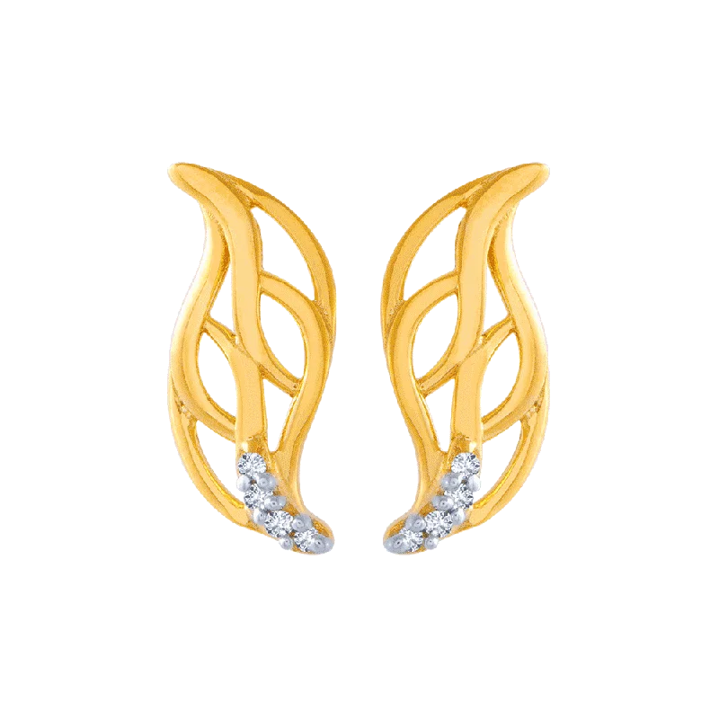 Art Deco Earrings-14KT (585) Yellow Gold And American Diamond Stud Earrings For Women