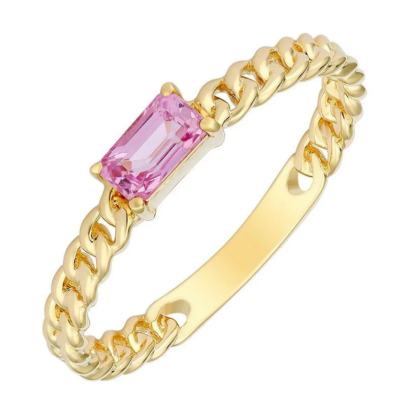 Birthstone Rings for Women-Gold Link Gemstone Ring