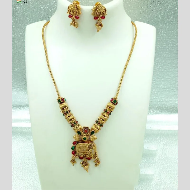 Unique Personalized Necklaces-FS Collection Gold Plated Pota Stone Necklace Set