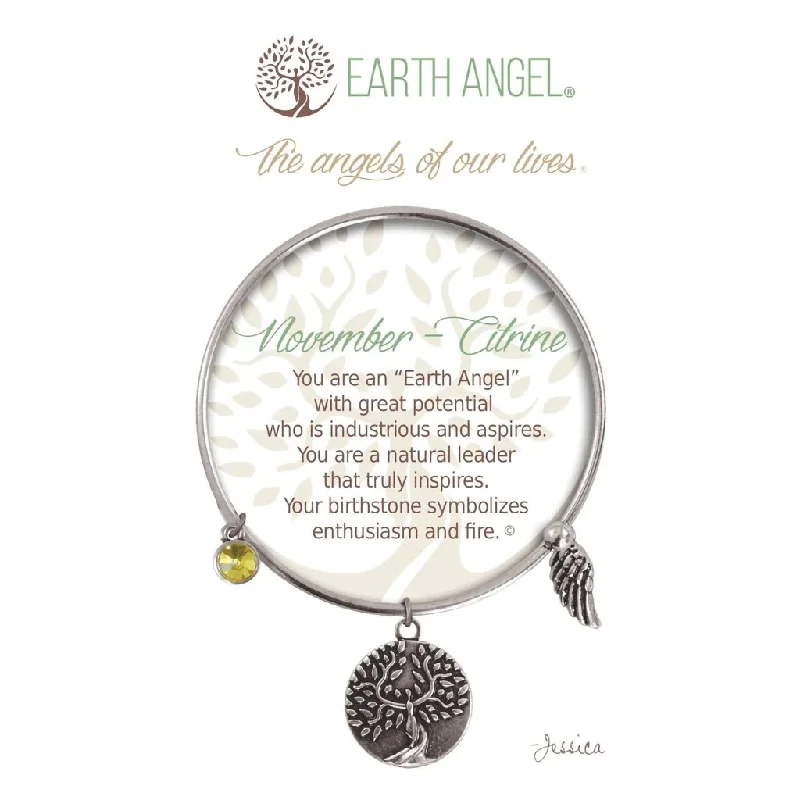 Gold Plated Charm Bracelets-Earth Angel : November - Citrine Birthstone Bracelet in Silver