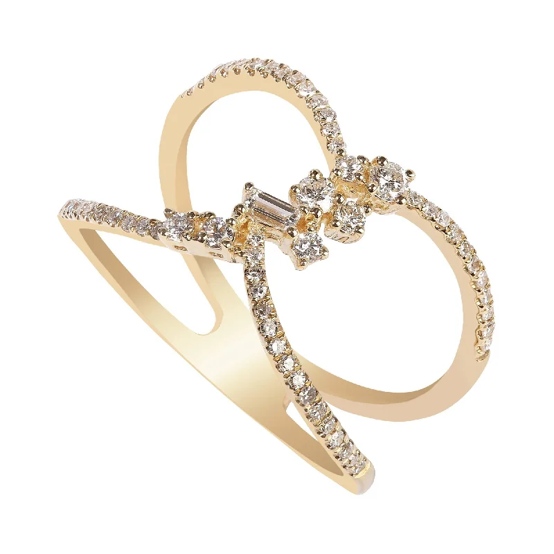 Handcrafted Wedding Rings-0.33CT Diamond Wish Heart Ring Set In 14K Yellow Gold