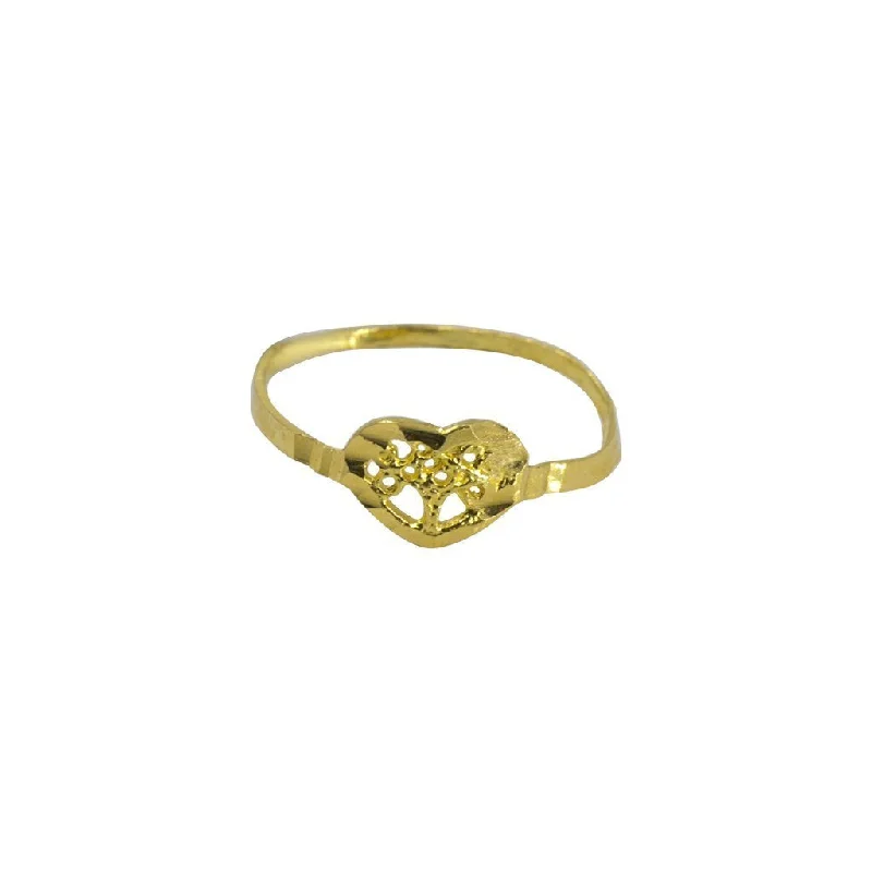 Modern Diamond Engagement Rings-22K Yellow Gold Baby Ring W/ Jagged Cutout Heart Accent