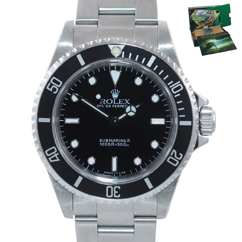 Custom Sports Watches with GPS Tracker-Rolex Submariner No-Date 2 line dial 14060 Steel Black 40mm Watch Box