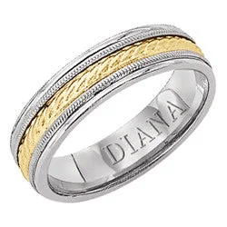 Custom Gold Signet Rings-14K Tutone Fancy Wedding Band, 5mm